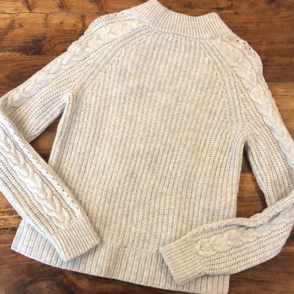 J. Crew Azra Cable Knit Pullover Light Grey XS - Picture 7 of 7